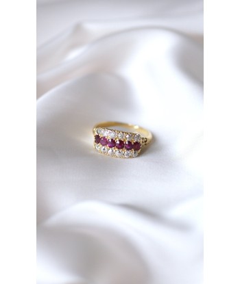 Bague bandeau ancienne rubis et diamants soldes