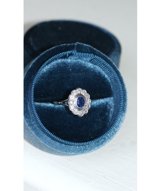 Bague marguerite saphir entourage diamants Venez acheter