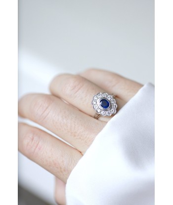 Bague marguerite saphir entourage diamants Venez acheter