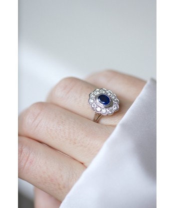 Bague marguerite saphir entourage diamants Venez acheter