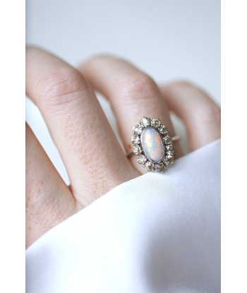 Bague marguerite opale entourage diamants acheter en ligne