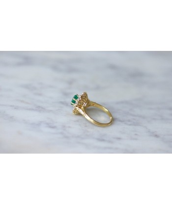 Bague marguerite vintage émeraude et diamants Amélioration de cerveau avec