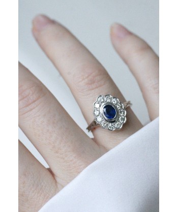 Bague marguerite saphir entourage diamants Venez acheter