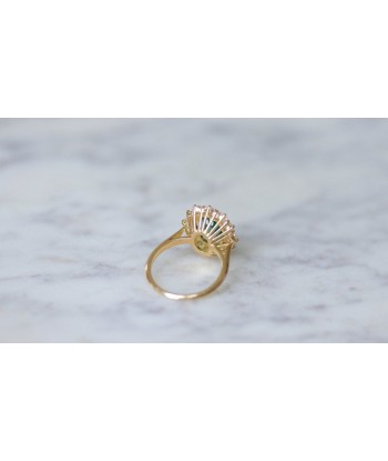 Bague marguerite émeraude 2,00 Cts et diamants Venez acheter