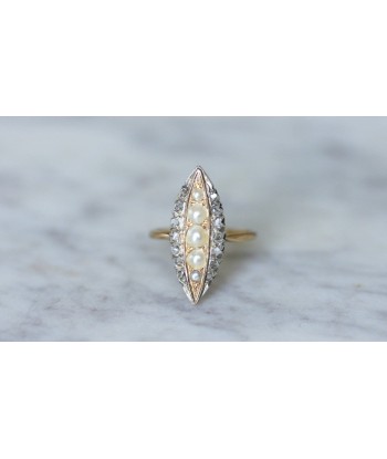 Bague marquise perles et diamants de votre