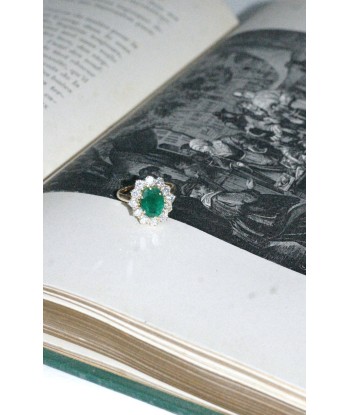 Bague marguerite émeraude 2,00 Cts et diamants Venez acheter