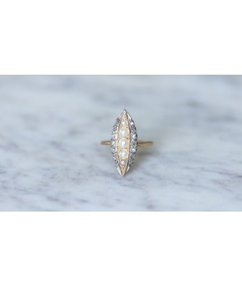 Bague marquise perles et diamants de votre