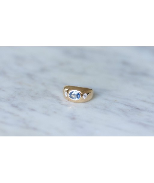 Bague jonc saphir de Ceylan et diamants pas cher chine