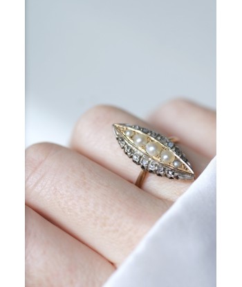 Bague marquise perles et diamants de votre