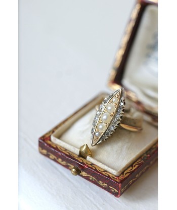 Bague marquise perles et diamants de votre