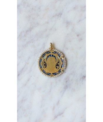 Médaille Vierge Marie émail plique à jour, perles et diamants 2 - 3 jours ouvrés.