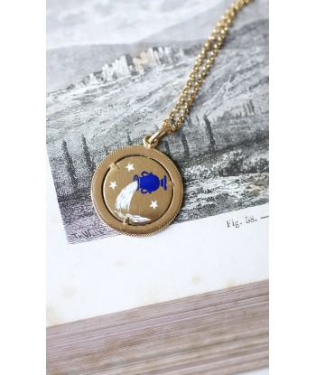 Pendentif médaille astrologique Verseau, or et émail Les magasins à Paris et en Île-de-France