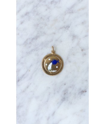 Pendentif médaille astrologique Verseau, or et émail Les magasins à Paris et en Île-de-France