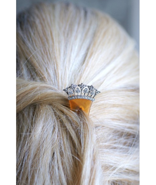 Peigne, épingle à cheveux de mariage, en diamants, or et argent sur corne Dans la société mordern