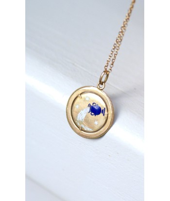 Pendentif médaille astrologique Verseau, or et émail Les magasins à Paris et en Île-de-France