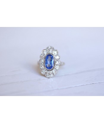 Bague de fiançailles Belle Epoque saphir entourage diamants sur platine 2023