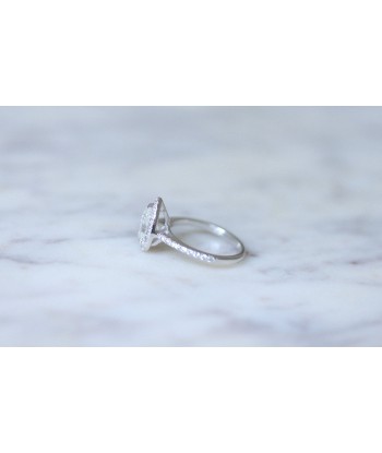 Bague Solitaire Halo Diamant Poire 1.14 Carats basket pas cher