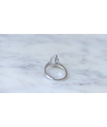 Bague Solitaire Halo Diamant Poire 1.14 Carats basket pas cher