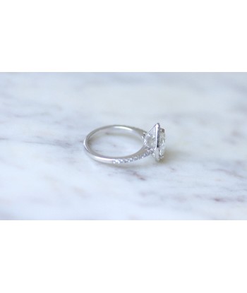 Bague Solitaire Halo Diamant Poire 1.14 Carats basket pas cher