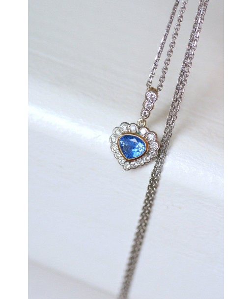 Collier Pendentif Coeur saphir Ceylan et diamants en ligne des produits 