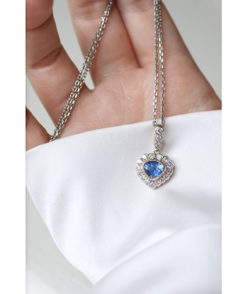 Collier Pendentif Coeur saphir Ceylan et diamants en ligne des produits 