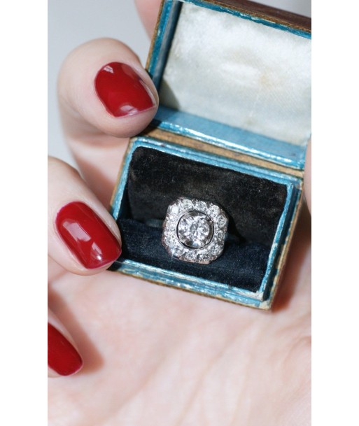 Bague Art Deco carré diamants 50-70% off 