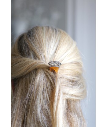 Peigne, épingle à cheveux de mariage, en diamants, or et argent sur corne Dans la société mordern