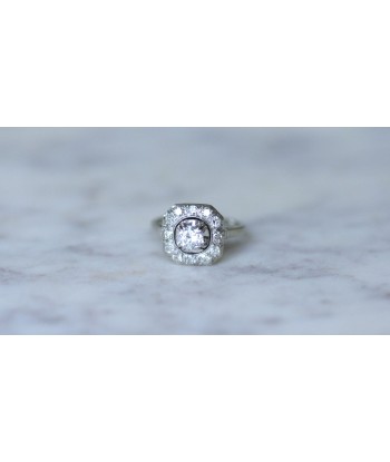 Bague Art Deco carré diamants 50-70% off 