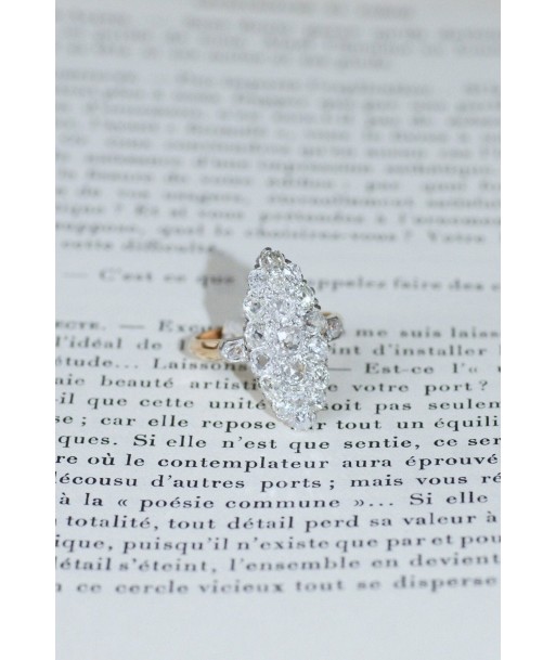 Bague marquise diamants or rose et platine soldes