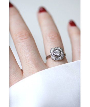 Bague Art Deco carré diamants 50-70% off 