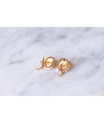 Boucles d'oreilles fleurs dormeuses anciennes en or rose et jaune destockage