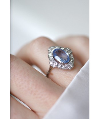 Bague Art Deco saphir Ceylan et diamants 50% de réduction en Octobre 2024