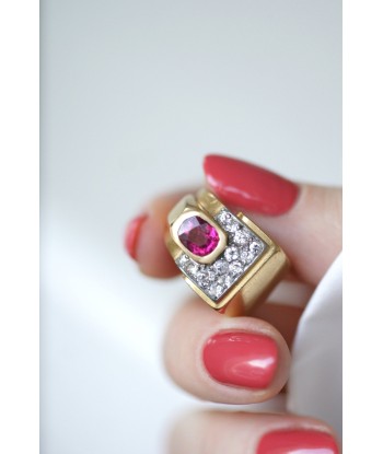 Bague Tank tourmaline rose et diamants en ligne