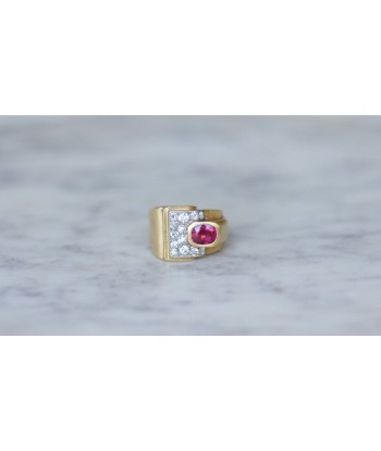 Bague Tank tourmaline rose et diamants en ligne