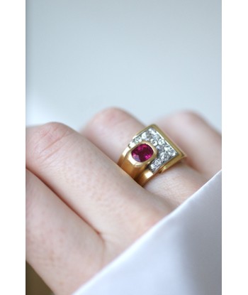 Bague Tank tourmaline rose et diamants en ligne