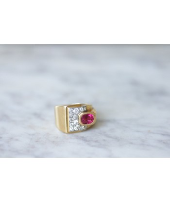 Bague Tank tourmaline rose et diamants en ligne