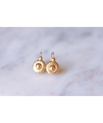 Boucles d'oreilles dormeuses rondes anciennes en or jaune Venez acheter