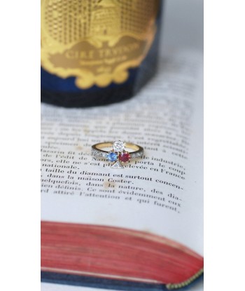 Bague trèfle, saphir, diamant, et rubis la colonne vertébrale