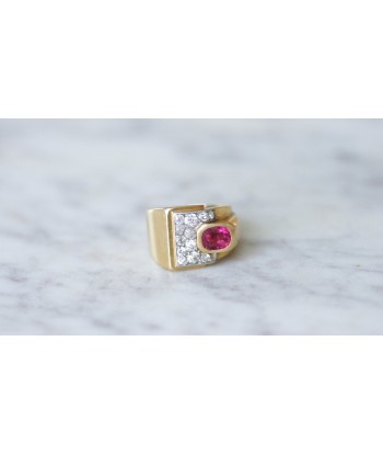 Bague Tank tourmaline rose et diamants en ligne