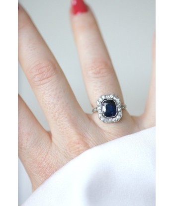 Bague Art Deco Saphir et diamants destockage