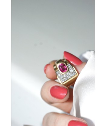 Bague Tank tourmaline rose et diamants en ligne