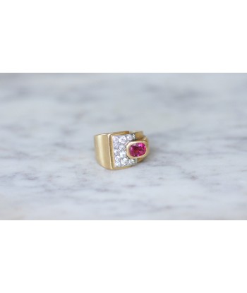 Bague Tank tourmaline rose et diamants en ligne