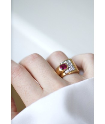 Bague Tank tourmaline rose et diamants en ligne