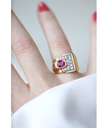 Bague Tank tourmaline rose et diamants en ligne