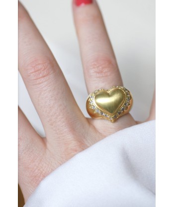 Bague jonc Coeur bombé or et diamants livraison et retour toujours gratuits