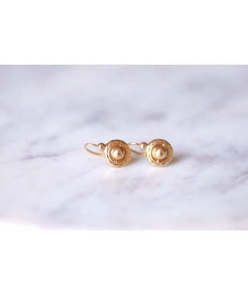 Boucles d'oreilles dormeuses rondes anciennes en or jaune Venez acheter