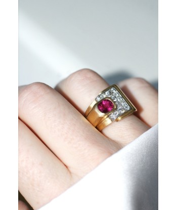 Bague Tank tourmaline rose et diamants en ligne