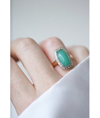 Bague Art Deco Chrysoprase Diamants À commander