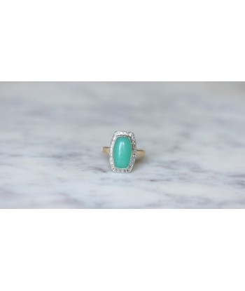 Bague Art Deco Chrysoprase Diamants À commander