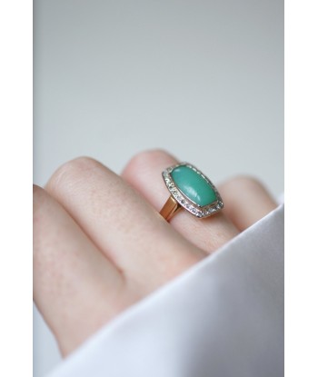 Bague Art Deco Chrysoprase Diamants À commander